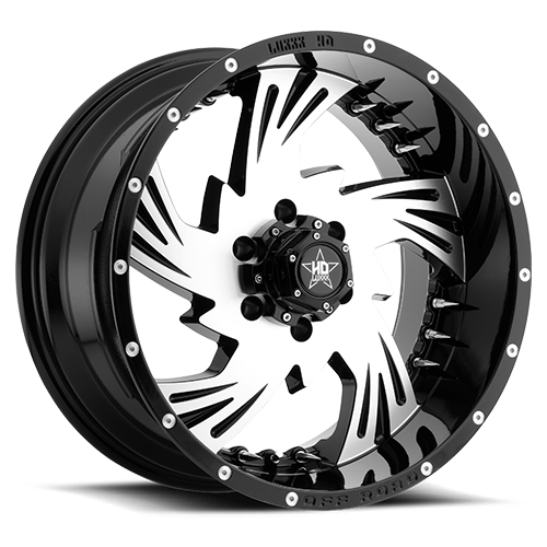 Luxxx HD Offroad LHD-7 Gloss Black Machined With Chrome Spike Rivets