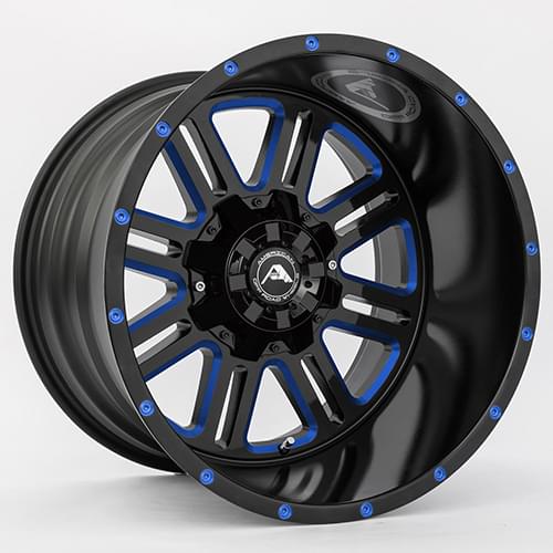 American Offroad A106 Gloss Black W/ Blue Milled Spokes Photo