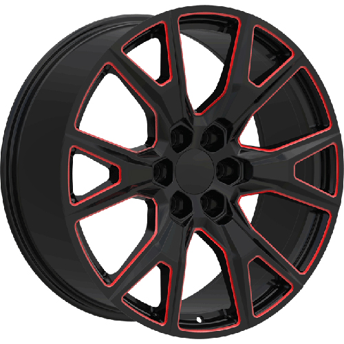 Replica Wheels REP368 Black W/ Red Milled Accents Photo